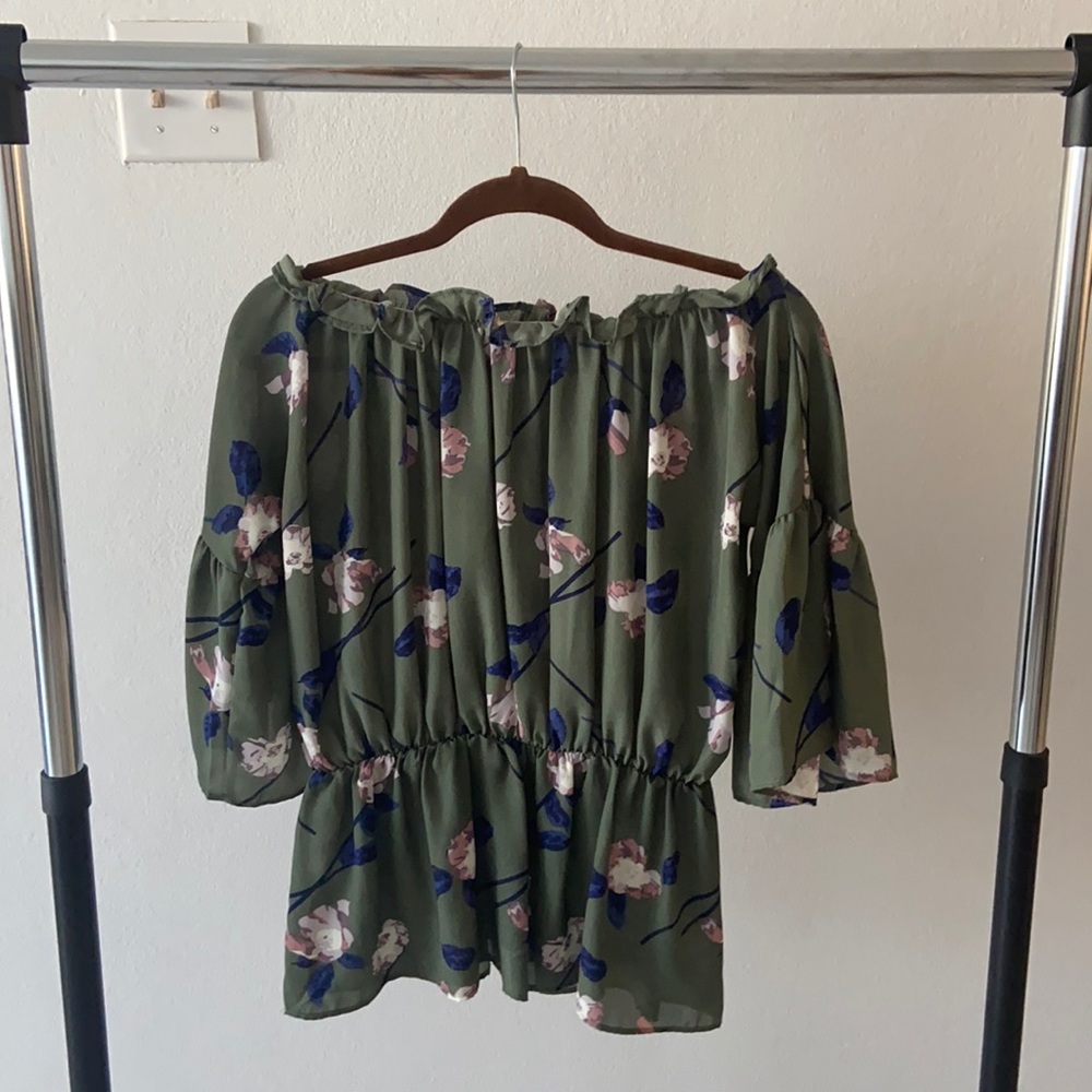 Say What, medium, green blouse.